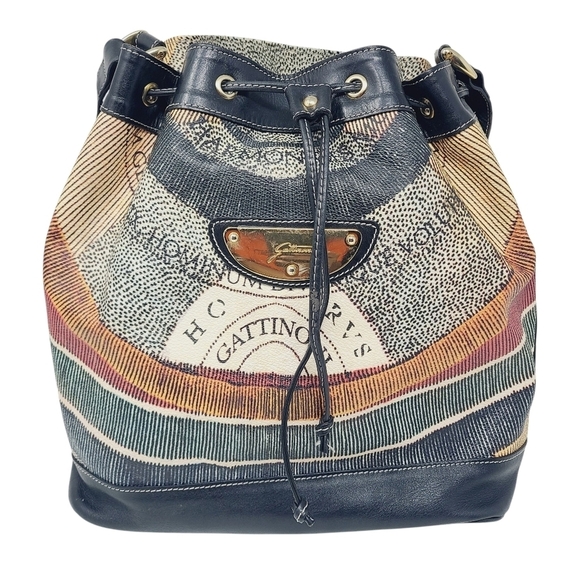 Gattanoni Handbags - Gattinoni | Women's Multicolor Leather Crossbody Bucket Bag (One Size)